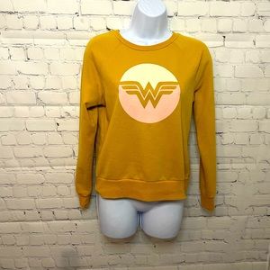 Junk Food Clothing Wonder Woman Sweatshirt in Mustard Yellow Size XS